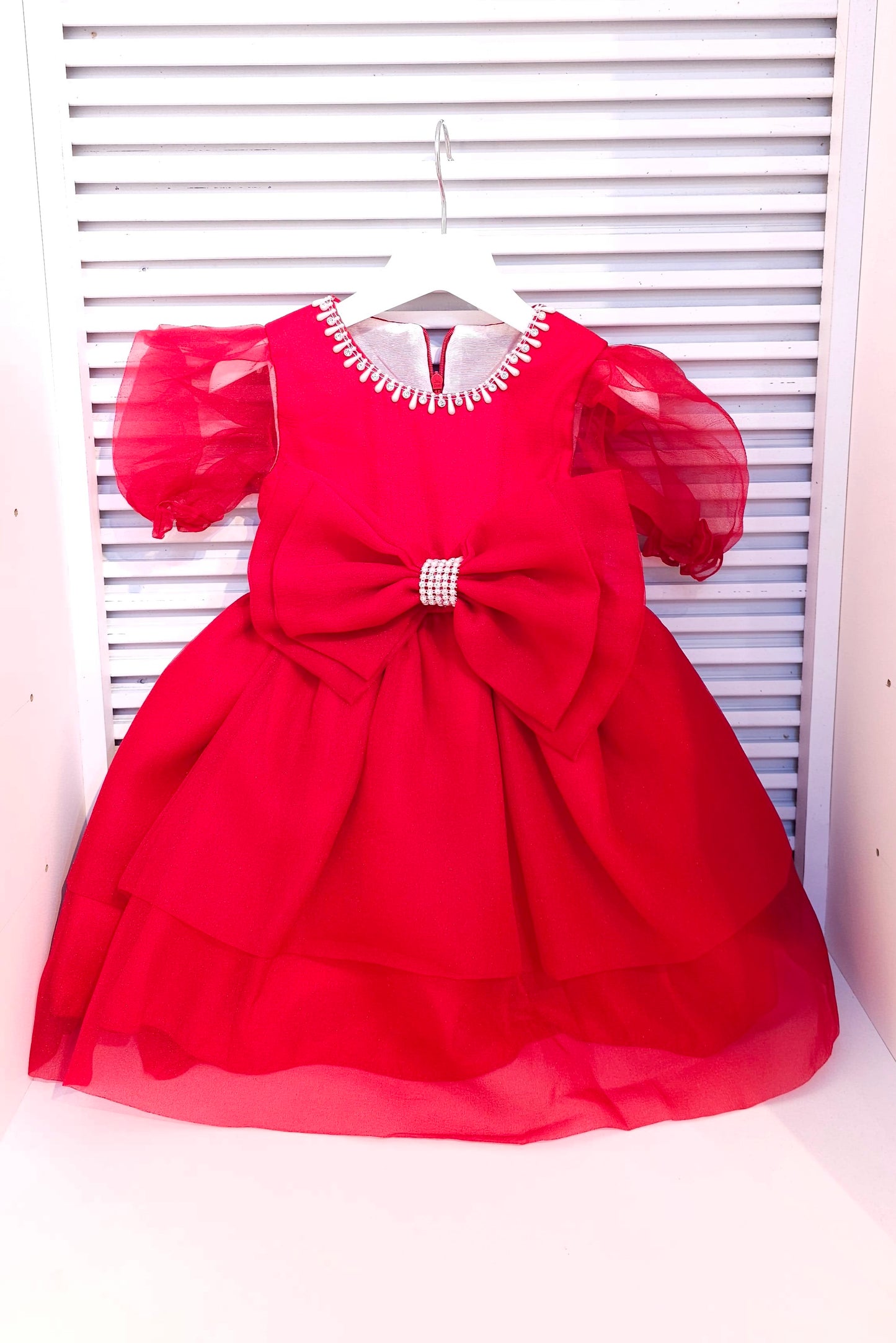 فستان بدلة بناتي احمر