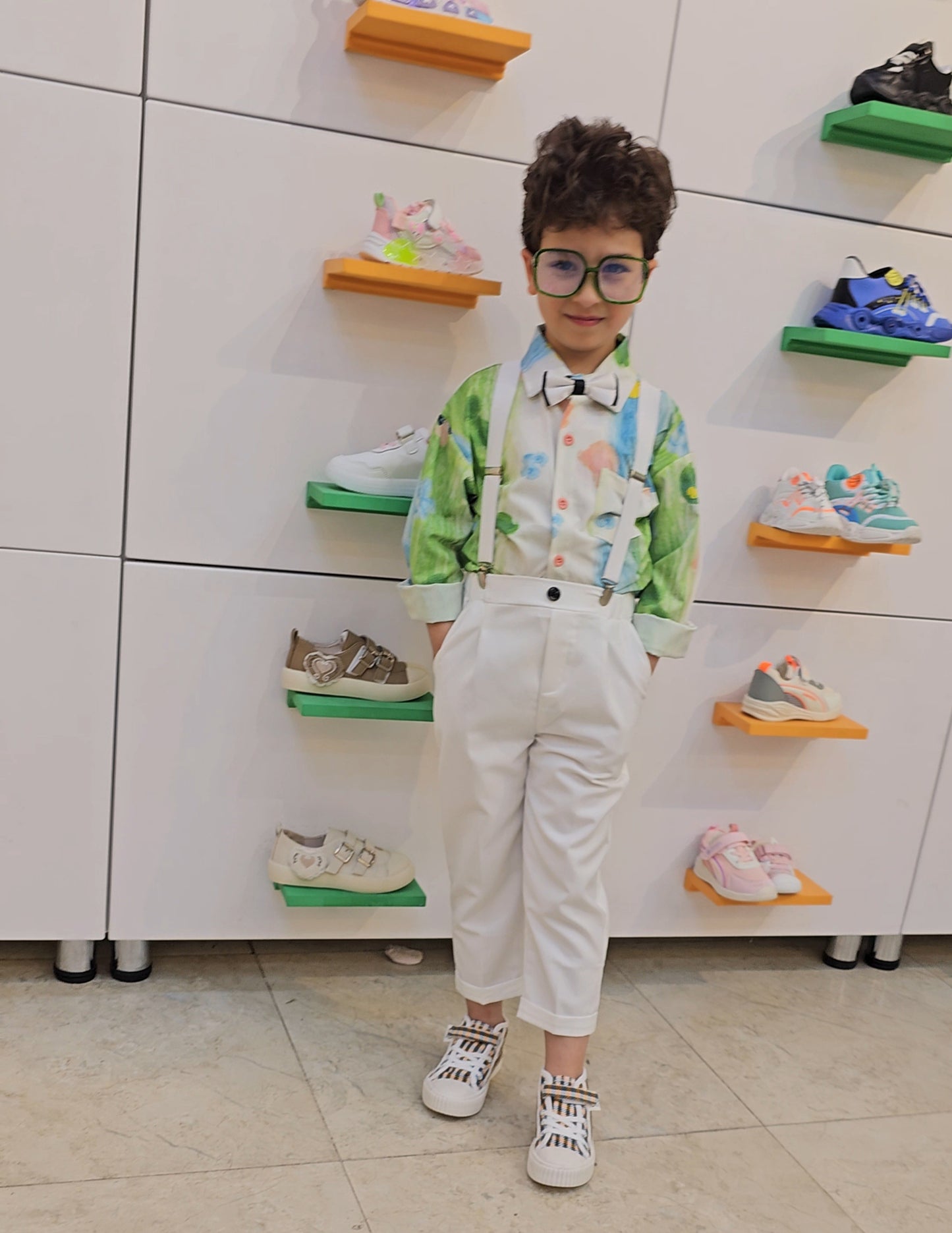 طقم ولادي مشجر قميص اخضر