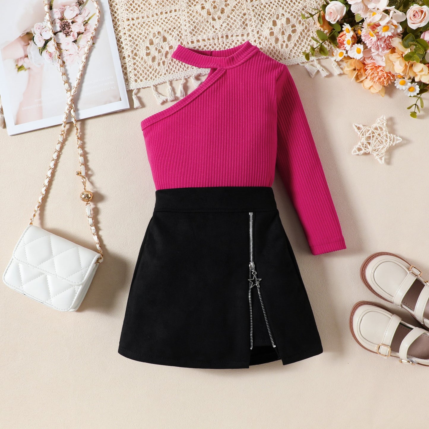 طقم بناتي موف واسود