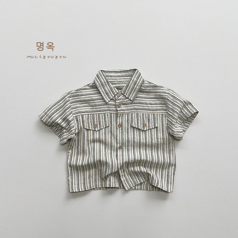 قميص ولادي مخطط بلونين