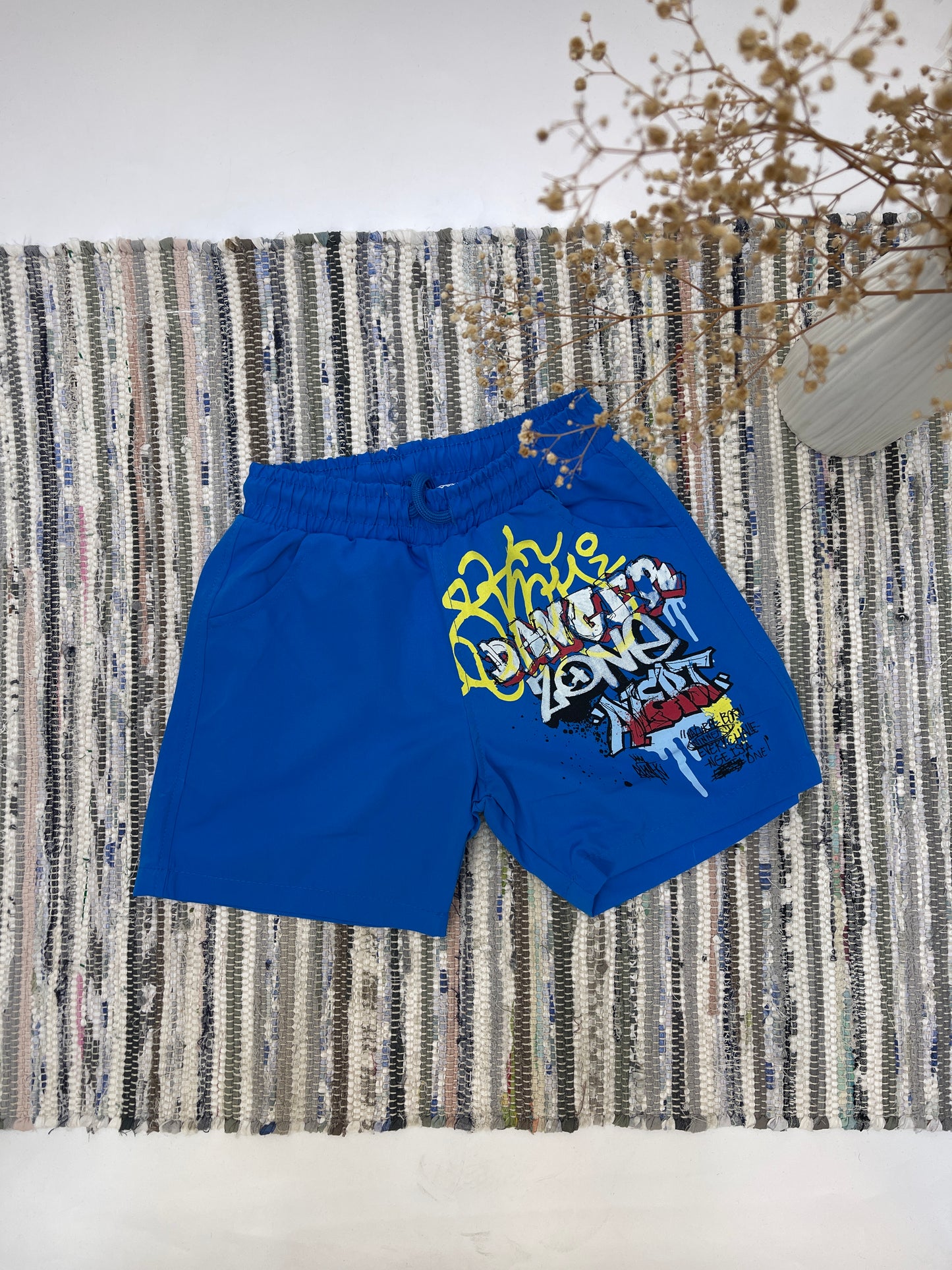 شورت ولادي ازرق رسمة