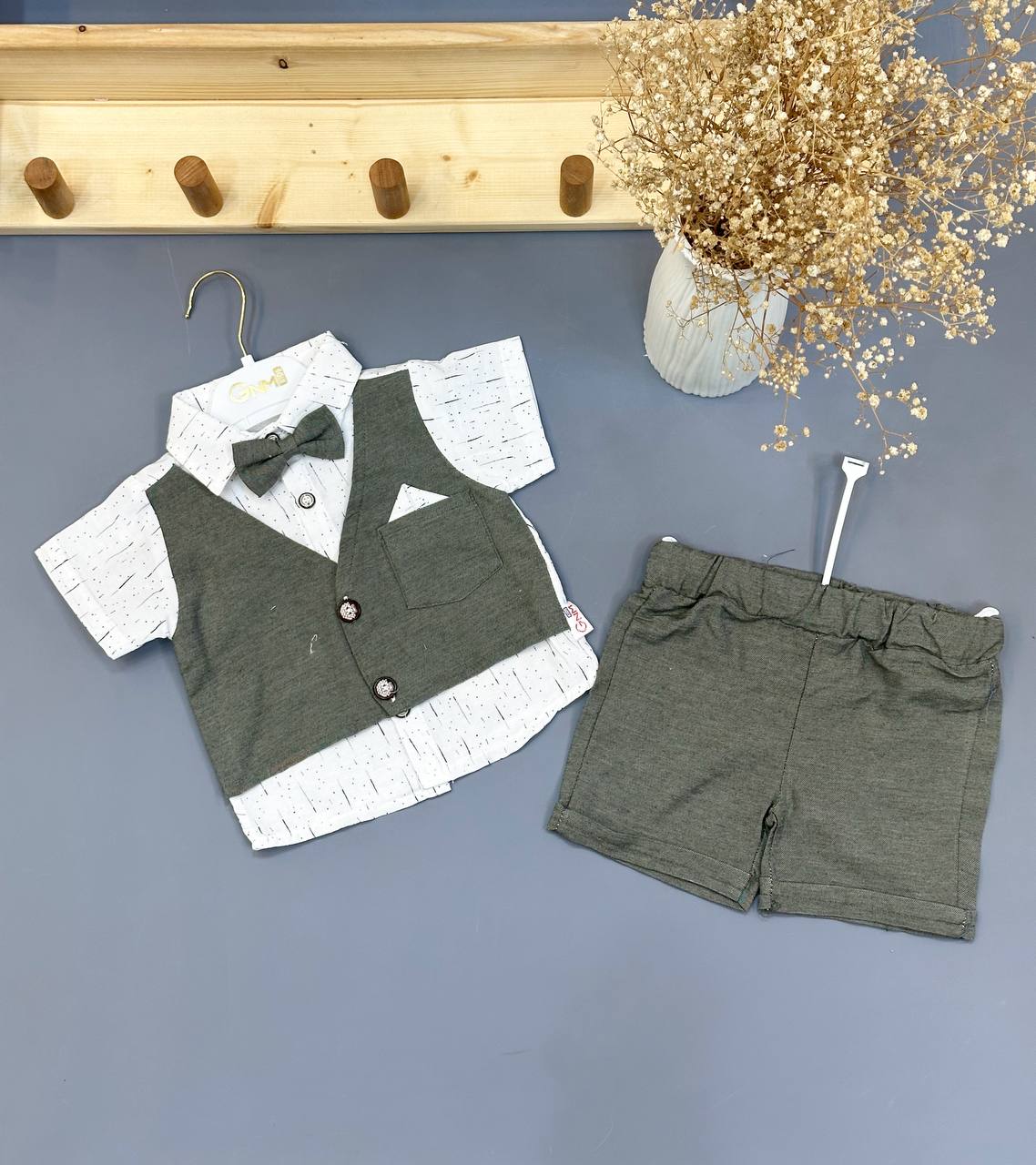 طقم ولادي بيبي بثلاث الوان الوان رسمي 5857