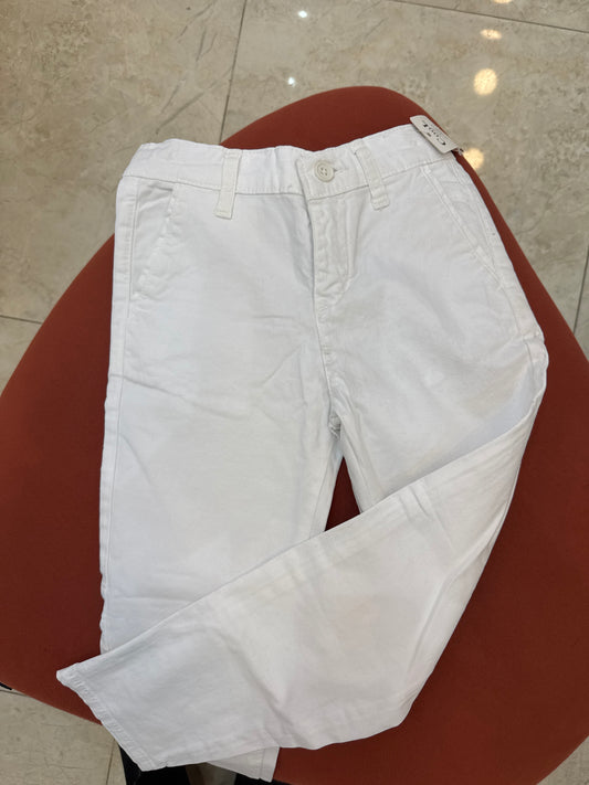 بنطلون كتان ابيض دكمة بيضاء
