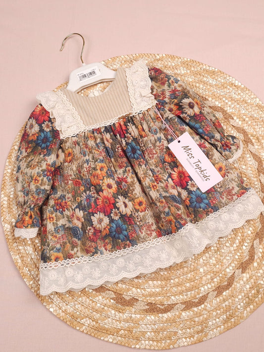 فستان بناتي مشجر ورد