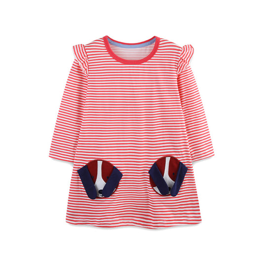 فستان بناتي وردي مخطط