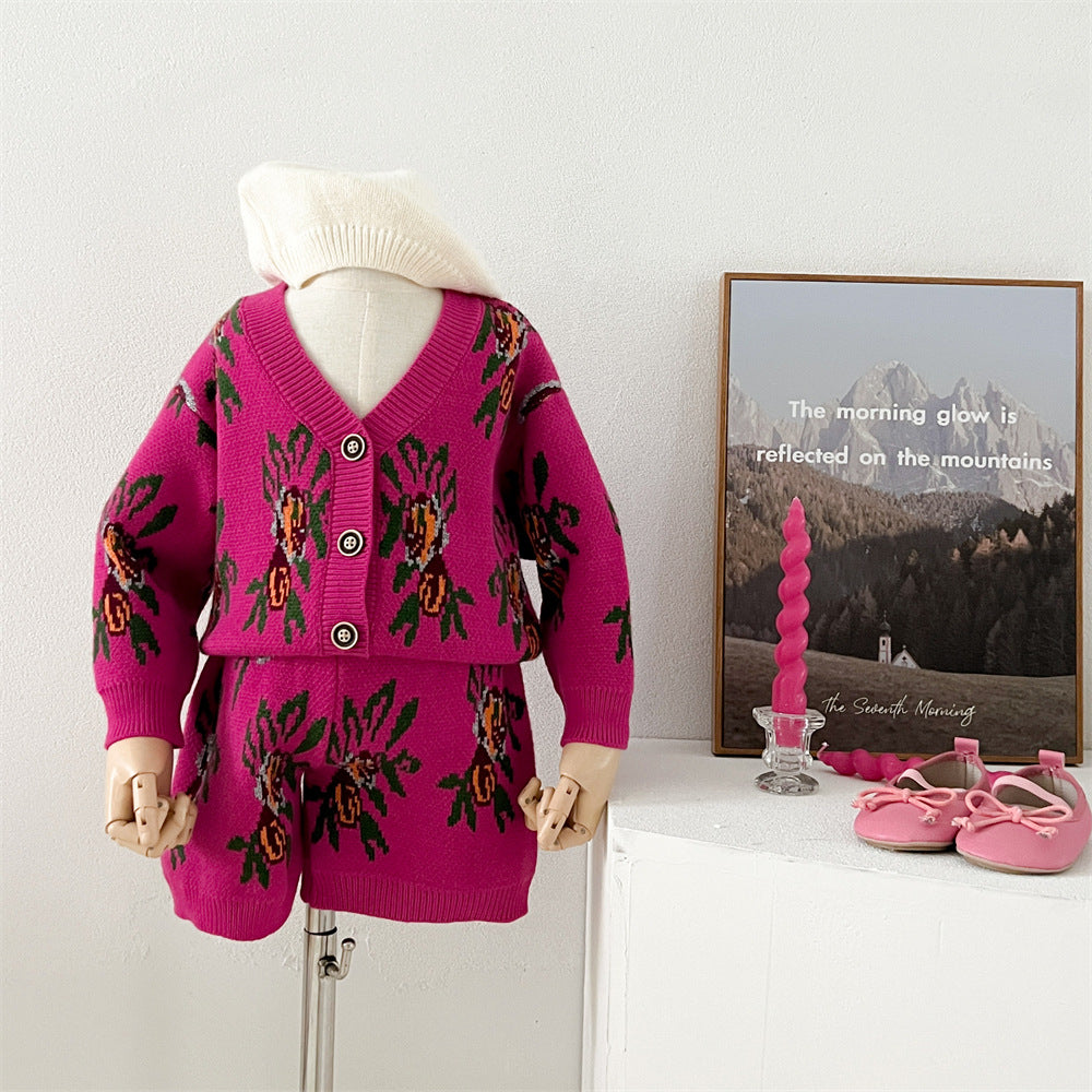 طقم بناتي وردي