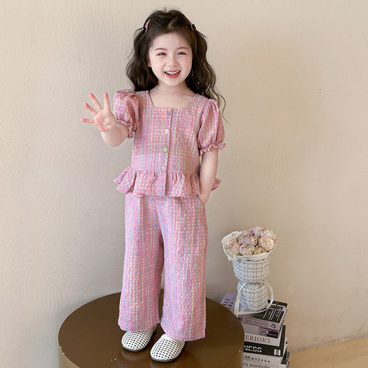 طقم بناتي وردي