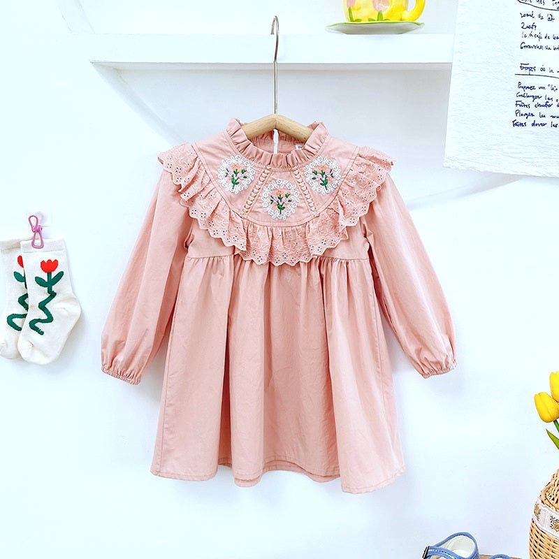 فستان بناتي بلون وردي